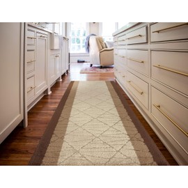 REMNAZ Home Modern Runner Rug for Entryway Hallway Kitchen, Non-Slip Backing for Strong Grip on Slippery Floors, Pet-Friendly, Rolled to Lay Flat, 10 ft, Minimalist Abstract Style, Gradient Brown