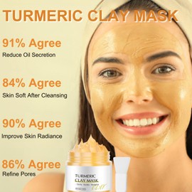 Turmeric Clay Mask – Turmeric Face Masks,Korean Face Mask,Turmerics Powder Face Mask,Deep Cleansing,Hydrating &Soothe,Refining Pores,Korean Skincare,Mud Mask for All Skin Types