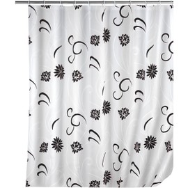 WENKO 19503100 Shower Curtain 180 x 200 cm Flower Black