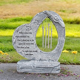 Paw Prints Dog Memorial Stones Pet Memorial Stones with Wind Chimes, Loss of Dog Sympathy Gifts Pet Memorial Gifts Dog Memorial Gifts, Pet Dog Headstone Grave Markers for Garden Backyard Patio or Lawn