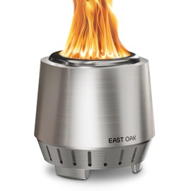 EAST OAK Fuoco Smokeless Tabletop Fire Pit | 3-in-1 Ash Pan | Portable Wood & Pellet Firepit | Stainless Steel | 120% More Efficient Burn | Backyard, Patio & Camping | Easy Ignition & Compact Design