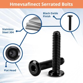 Hmevsafinect M6 x 1.0 mm Flat Head Hex Socket Cap Screws Bolts, 304 Stainless Steel 18-8 Black Oxide, Connector Bolts Screws for Furniture, Full Thread (M6 x 20mm 18PCS)