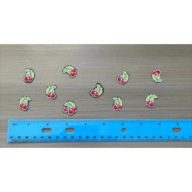10 Mini Cherries Iron on Fabric Appliques Pre-Cut