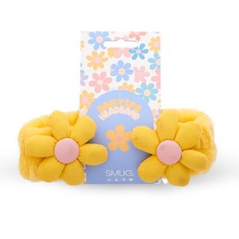 SMUG Novelty Spa Headband | Soft Coral Fleece Makeup Headband for Face Wash, Skincare, Beauty & Shower | Cute Elastic Hair Band for Women & Girls | Daisy