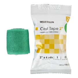 McKesson Cast Tape, Fiberglass, Green, 2 in x 4 yds, 1 Count, 10 Packs, 10 Total