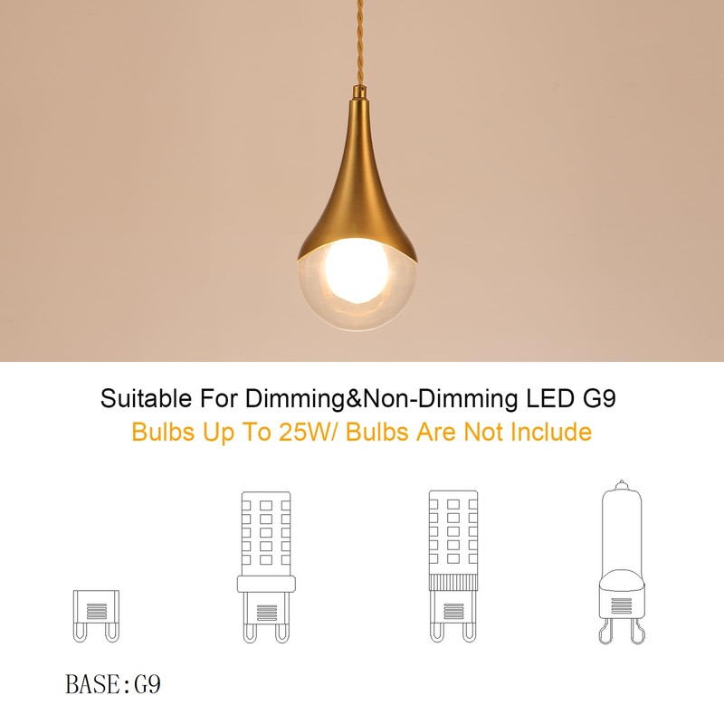 MWZ Gold Plug in Pendant Light,Hanging Lights with Plug in