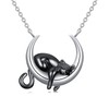 SLIACETE Black Cat Moon Necklace Black Cat Pendant Necklace Gift