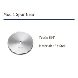 Kozelo Mod 1 Straight Spur Gear 89 Teeth - [10 mm Bore x 10 mm Height] Spur Gear Differential Motor Gear for RC Model Car Parts, Gearbox, 45# Steel, Silver Tone