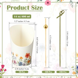 Tioncy 250 Pcs Floral Charcuterie Cups with Cocktail Picks Sets, Floral Bridal Shower Decoration 50 Charcuterie Cups with 200 Sticks for Wedding Baby Shower Party Decorations(Colorful,Wildflower)