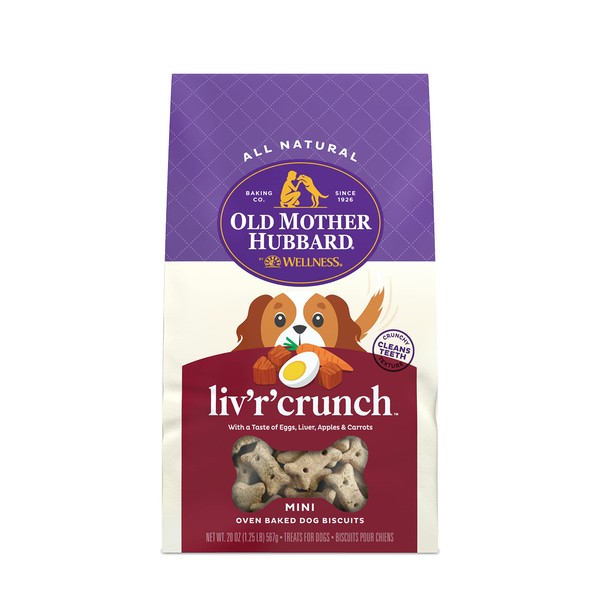 Old Mother Hubbard Classic Crunchy Natural Dog Treats, Liv'R'Crunch Mini Biscuits, 20-Ounce Bag