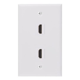 Halokny HDMI Wall Plate 2 Port, HDMI Keystone Female to Female Coupler Jack Face Plate Socket Insert Jack Outlet Panel Mount for Projector & Home Theater -White (2 Port HDMI)