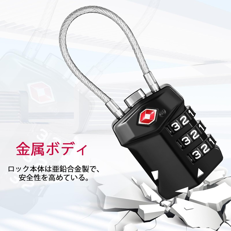 ZHEGE TSA Lock Padlock Small Dial Wire Suitcase Key 3