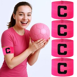 XLIUAX 4 PCS Captain Armbands, Elastic Adjustable Soccer Captain Armband Pink Football Rugby Basketball Player Band for Adult Youth Team Sport Training