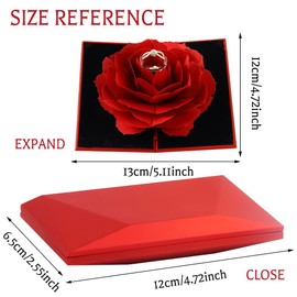 Taozoey Rose Ring Box, Red Rose Ring Box, Rose Wedding Ring Box, Engagement Ring Box, Rose Gift Box, Ring Box, for Proposal, Engagement, Wedding, Confession, Wedding Anniversary