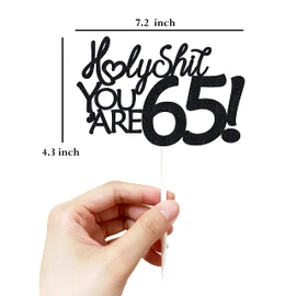 65 decoraciones para tartas de cumpleaños, purpurina negra, divertida decoración para tartas de 65 años para hombres, 65 decoraciones para tartas para mujeres, decoraciones de 65 cumpleaños, decoración para tartas de 65 cumpleaños de 65 años