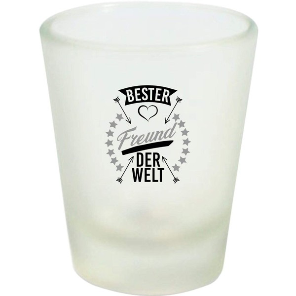ShirtInStyle Schnapsglas Glas Bester Freund der Welt, Familie Verwandschaft, Liebe,