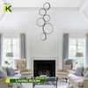 Benkut Modern LED Chandelier 6 Ring Black LED Pendant Light
