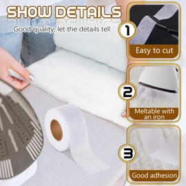 Treela 2 Rolls Fusible Batting Tape for Quilting White Seam Tape for Art Quitting Batting Sewing(1.5 Inches X 20 yd)