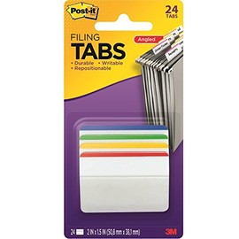 Post-it Index Strong Filing Tabs - Solid Assorted Colour (Pack of 24)