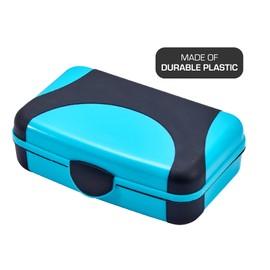 It's Academic Pencil Case, Hard Pencil Box Holder for Kids, Durable Plastic with Latch, for Pencils, Pens, Markers, Crayons, Blue & Black