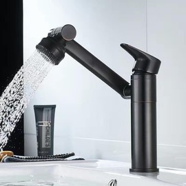 1080 Degree Swivel Faucet, Bathroom Sink Faucet w/Big Angle Rotate Spray, Multifunctional 2 Water Mode Robotic Arm Faucet w/Water Gloss, Kitchen Sink Faucet for Bathroom, Kitchen