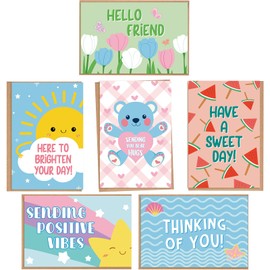 24 Cute Encouragement Card Set, Sweet Thinking of You Cards Pack with Envelopes, Colorful Support Card Bulk for Friend Family, 4 x 6 In(6 Designs, 4 Each)