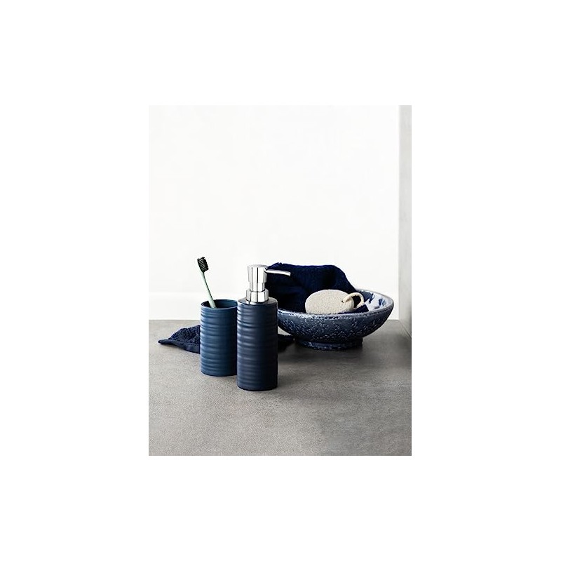 WENKO Mila Soap Dispenser Blue Ceramic 6 x 18.5 x