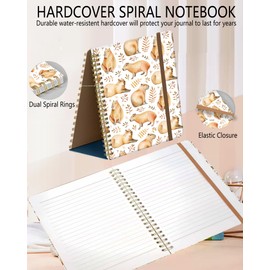 DHGPTS Spiral Journal Notebook, A5 Cute Notebooks for Women Men, College Ruled Hardcover Notebook for Work & Note Taking, 60 Pages Double-Wire Journals for Writing, Cute Capybara