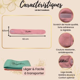 Gracefullstar | 2 Stück | Gesichts-Kopfband für Damen, Make-up, Pflege und Sport, wiederverwendbar, aus Mikrofaser, verstellbar, für Spa, Yoga, Dusche und Pflege
