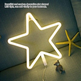 Estrella de Luz de Neón, Hermosos Letreros USB para Luces LED de Decoración de Habitaciones, Caja de Batería USB para Luces de Neón de Estrella para Luces LED de Estilo, Letreros