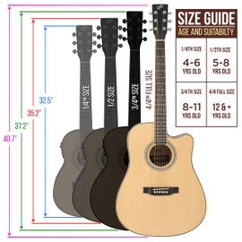 Pyle Acoustic Electric Cutaway Guitar Kit, 4/4 Full Scale Steel String Spruce Wood with Gig Bag, 4-Band EQ, Clip On Tuner, Picks, Shoulder Strap for Beginners and Students, 41" Standard Kit