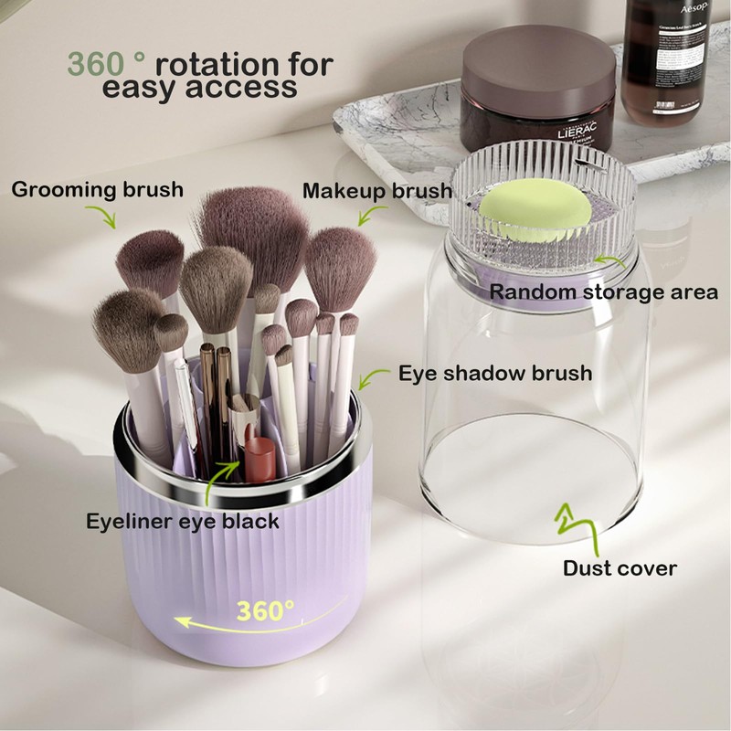 Iilnlaty 361° Rotating Makeup Brush Holder Organizer,Makeup Brush Holder with