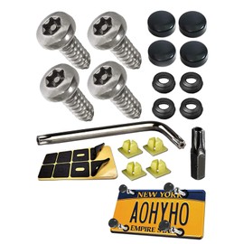 GKmow 4 Set Anti Theft Licence Plate Screws, SS Rustproof Bolts Fasteners, Universal Torx Head Security Tamper Resistant Tapping License Plate Bolt (Silver #01)