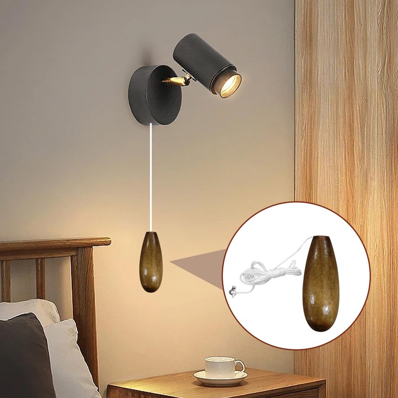 Benaewa 2 Pcs Light Pull Cord, Wood Pull Cord Handle