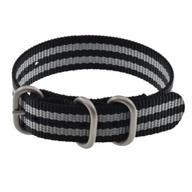 MZBUTIQ 19mm Black/grey Nylon Watch Strap Replacement Band Wrist Band for Men Military 3 Rings