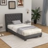 COSTWAY Twin Size Modern Upholstered Headboard Bed Frame With Button