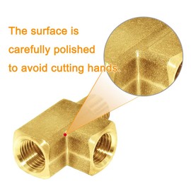 Joywayus Brass Pipe Fitting Barstock Street Tee T 3 way NPT 1/4" Female × 1/4" Female × 1/4" Male Adapter (Pack of 2)