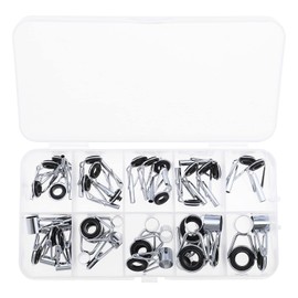 EMSea 36 Pieces 1.6-8.6 mm Fishing Rod Tips Repair Kit Fishing Rod Rings Guide Stainless Steel Fishing Spare Parts for Saltwater Freshwater