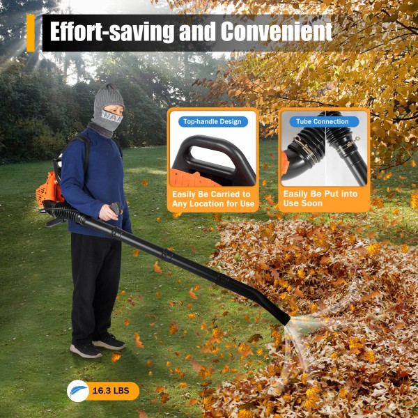 Unbranded Commercial Backpack Leaf Blower 2 Stroke 42.7CC Gas-powered Backpack