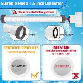Boltigen 1.5 inch Pool Pump Hose T Connector, Swimming Pool Hose T Splitter Adapter, 3 Way Pool Split Hose Extender for Above Ground Pool Hose and Filter Pumps