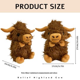 JULI Anxiety Relief Koala Highland Cow, Breathing Teddy Anxiety Bear with Calming Music, Lights, Sleeping Otter Plush, Soothing Highland Cow for Adults & Kids, Stress Relief Stuffed Animal