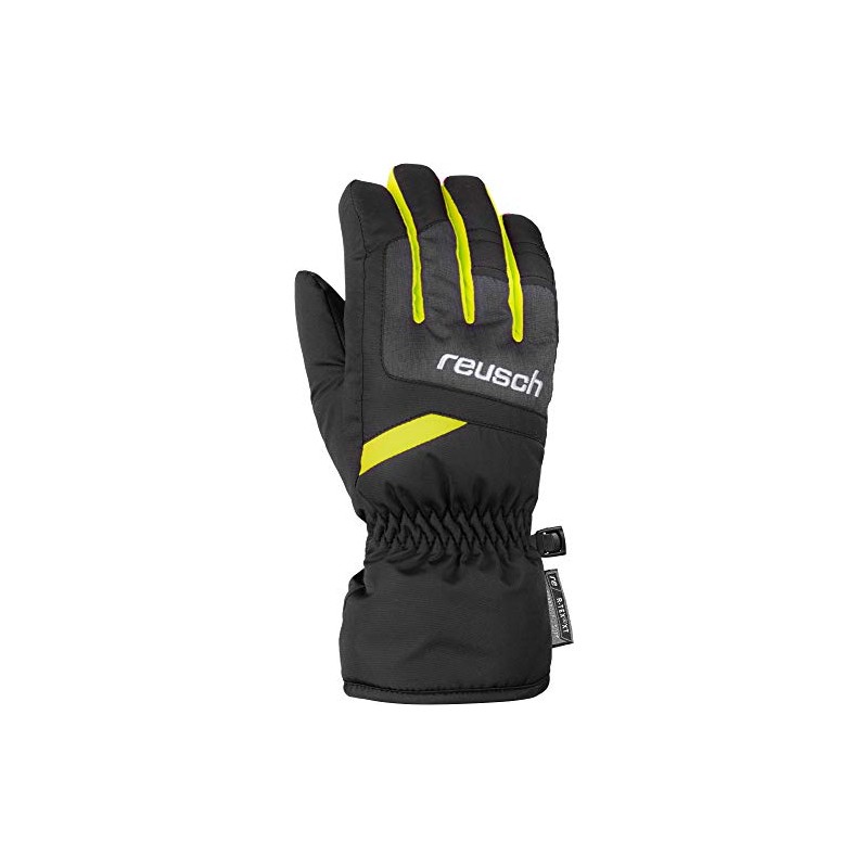 Reusch Children's Bennet R-Tex Xt Gloves, Black/Black Melange/Saftey Yellow, 5.5