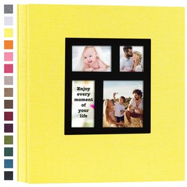 potricher Photo Album 4x6 600 Photos Linen Cover Large Capacity Picture Albums for Family Wedding Anniversary Baby Vacation (Yellow)