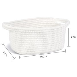 ABenkle Small Storage Basket, Mini Baby Basket, Cute Tiny Cotton Rope Woven Basket,Shelf Basket, Boho Decorative Toy Dog Cat Basket for Nursery, Kids Room, Spa, Empty Gift Basket - XS, White