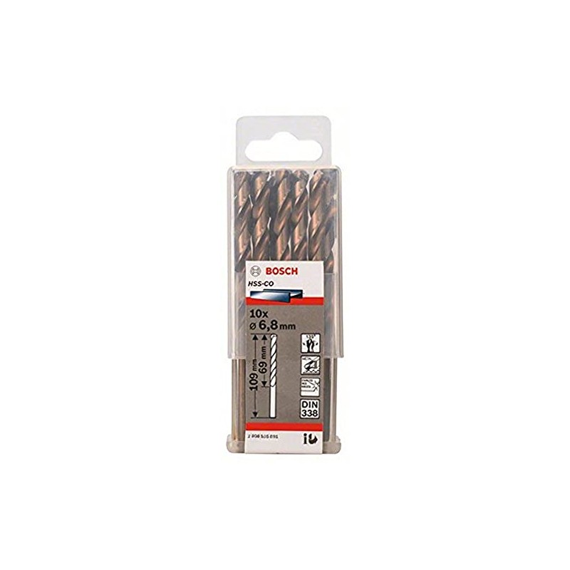Bosch Professional 10pc. HSS-Co Metal Drill Bit (stainless steel, 6.8