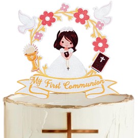 My First Communion Cake Topper, Baptism Cake Décor, Christening Party Supplies, God Bless, First Holy Communion Decoration for Girls
