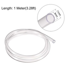 TOP-VIGOR 8mm ID 11m OD PVC Clear Vinyl Tubing, 1M Length Food Grade Flexible Water Pipe, Plastic Tube for Transfer Water, Oil, Air, Powders & Fine Granules