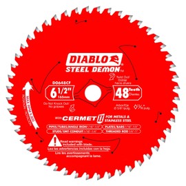 Diablo Steel Demon Cermet II Saw Blade for Metals and Stainless Steel - 6-1/2" Diameter, 48 TCG Teeth, 5/8" Arbor, .061" Kerf, 0� Hook Angle, 5800 Max RPM - D0648CFX