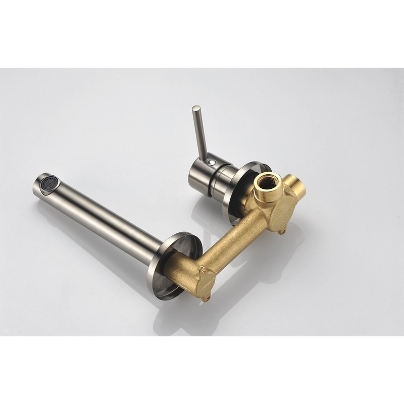 Sumerain Wall Mount Bathroom Faucet Brushed Nickel,Valve Included