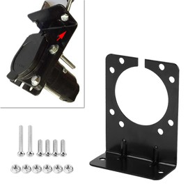 Connector Socket Mounting Bracket, Right Angle Plug Socket Bracket for 7 Pin Caravan Towing Trailer Connector with Complete Screws & Nuts Black Auto and Motorcycle Parts